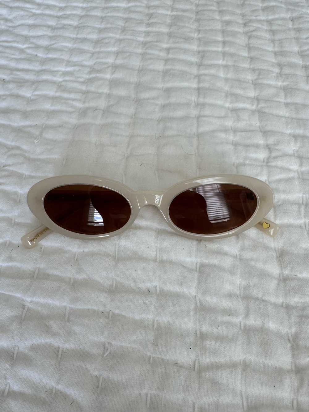Eleventh Hour Cream Oval Sunglasses with Brown Lenses - Women Accessories